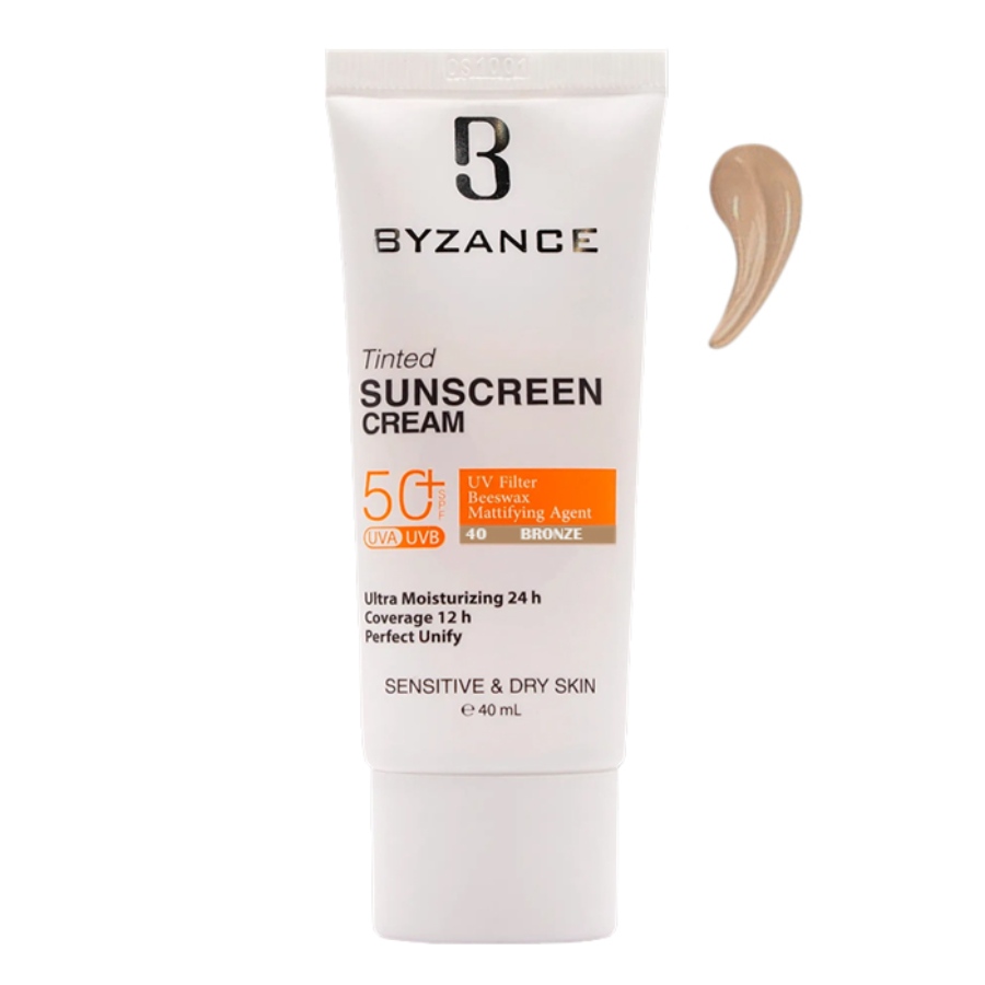 کرم ضد آفتاب رنگی بیزانس با SPF50 مناسب پوست های خشک و حساس