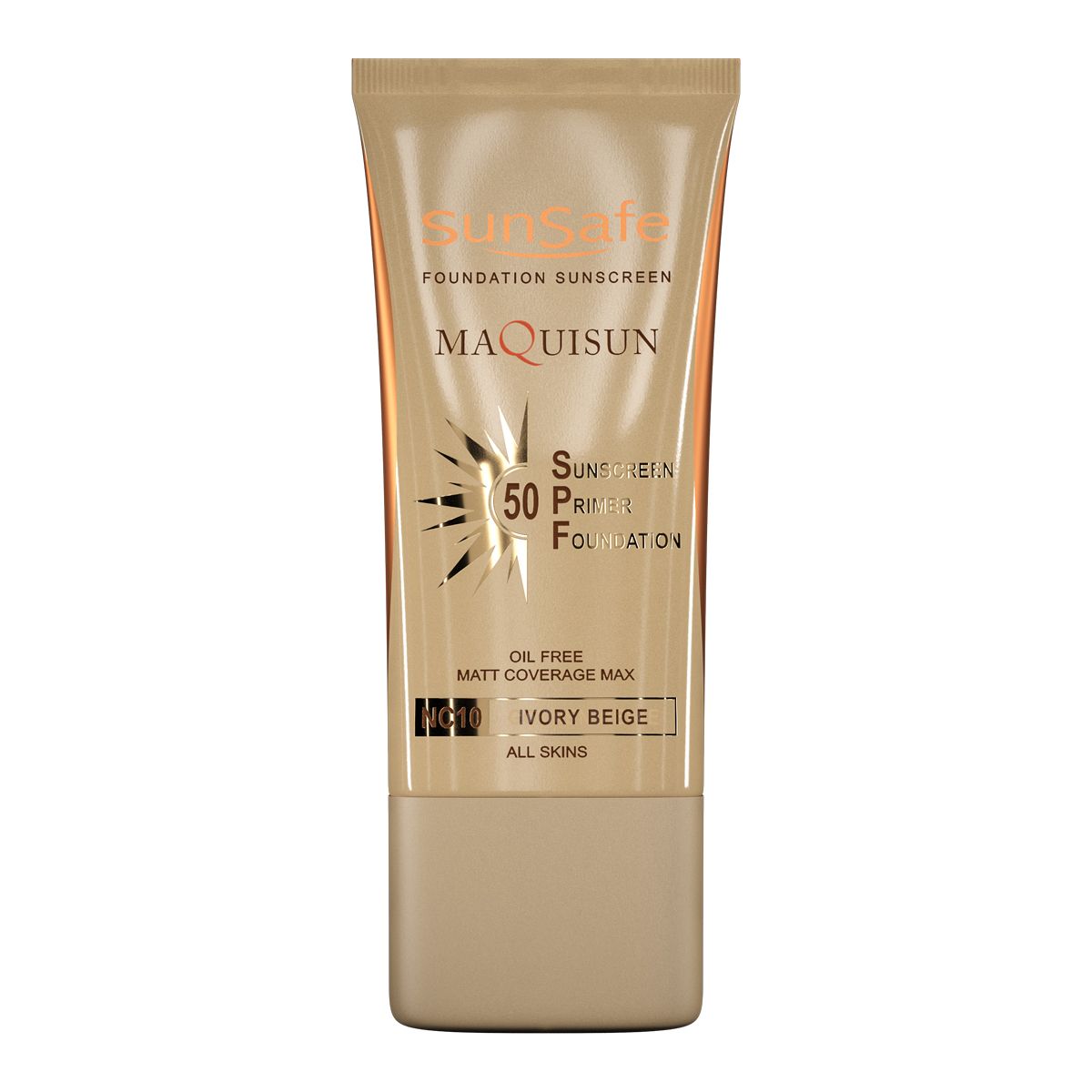 ضد آفتاب کرم پودری و پرایمری مکیسان SPF 50 سان سیف رنگ بژ عاجی