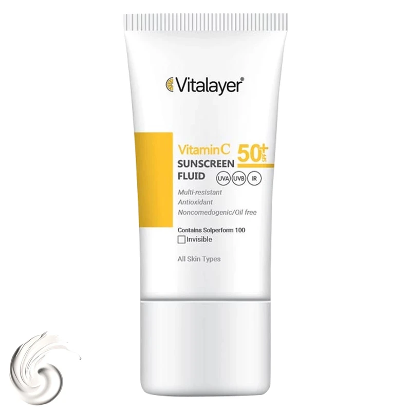 فلوئید ضدآفتاب ویتالیر مدل ویتامین سی spf 50 بی رنگ